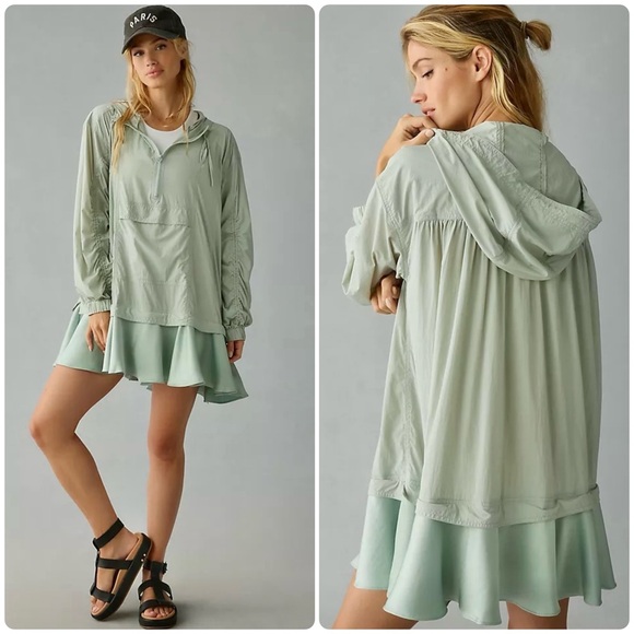Daily Practice by Anthropologie Ruffle-Hem Half-Zip Pullover Dress Size Medium - Picture 3 of 10
